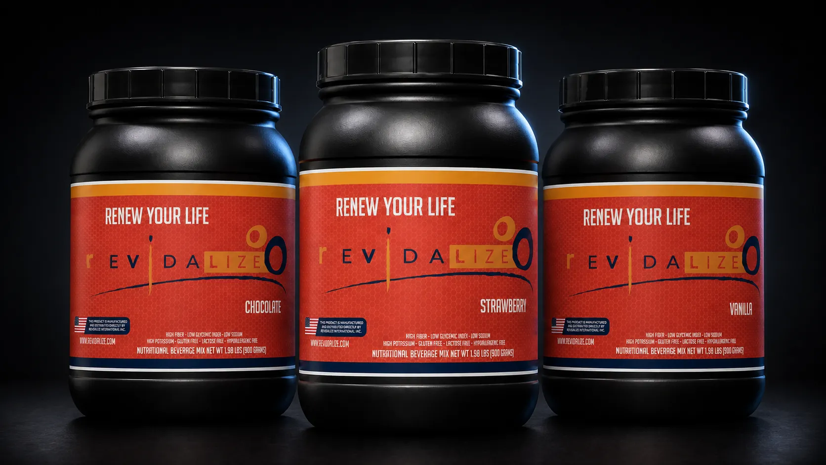 Revidalize tres frascos — presentación premium